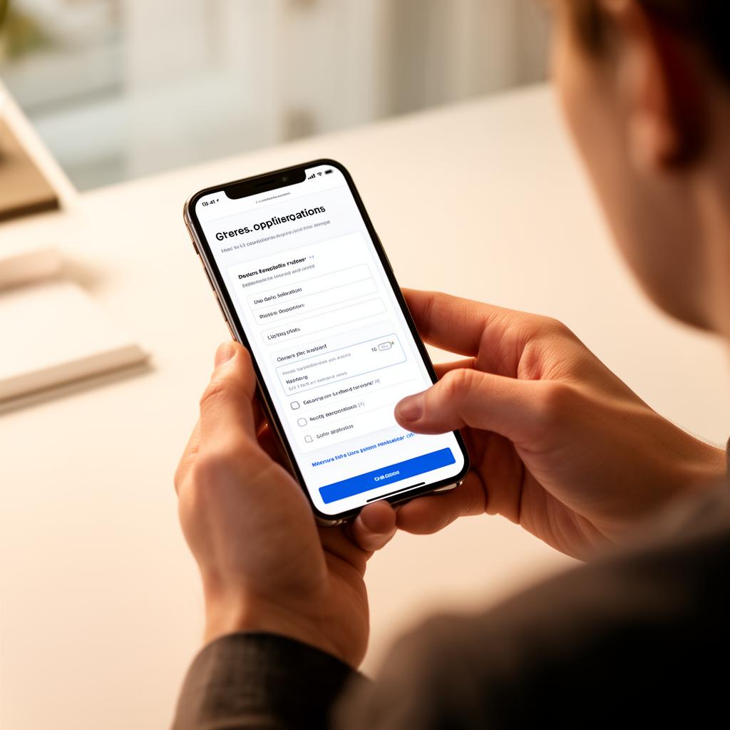 Person applying for a free government phone on a smartphone using the National Verifier